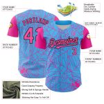 Personalized Spider Web Baseball Jersey Custom Name & Number | Sky Blue Pink-Black 3D Design Personalized Sky Blue Pink-Black