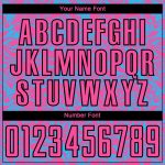 Custom Name and Number Soccer Uniform Jersey - Sky Blue Pink Black Abstract Fluid Sublimation Design Personalized Sky Blue