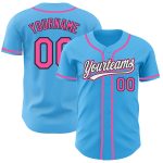 Personalized Sky Blue Pink Black Baseball Jersey Custom Name & Number - Authentic Team Gear Personalized Sky Blue Pink-Black