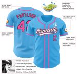 Personalized Sky Blue Pink Black Baseball Jersey Custom Name & Number - Authentic Team Gear Personalized Sky Blue Pink-Black