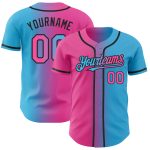 Custom Gradient Baseball Jersey with Personalized Name and Number - Sky Blue Pink Black Personalized Sky Blue Pink-Black