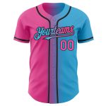 Custom Gradient Baseball Jersey with Personalized Name and Number - Sky Blue Pink Black Personalized Sky Blue Pink-Black