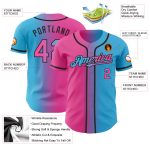 Custom Gradient Baseball Jersey with Personalized Name and Number - Sky Blue Pink Black Personalized Sky Blue Pink-Black