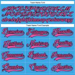 Custom Name and Number Hockey Jersey - Personalized Sky Blue Pink-Black Lace Neck Team Apparel Personalized Sky Blue Pink-Black