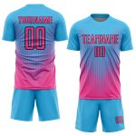 Custom Soccer Uniform Jersey with Personalized Name and Number - Sky Blue with Pink and Black Lines Personalized Sky Blue