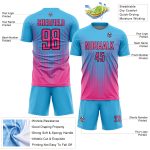 Custom Soccer Uniform Jersey with Personalized Name and Number - Sky Blue with Pink and Black Lines Personalized Sky Blue