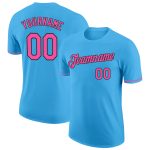 Custom Team Name and Number Performance T-Shirt in Sky Blue Pink-Black - Personalized Sports Apparel Personalized Sky Blue