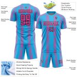 Custom Soccer Jersey with Personalized Name and Number - Sky Blue Pink Black Pinstripe Sublimation Team Uniform Personalized