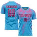 Custom Name and Number Soccer Uniform Jersey - Personalized Sky Blue Pink-Black Sublimation Team Gear Personalized Sky Blue