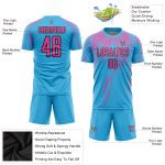 Custom Name and Number Soccer Uniform Jersey - Personalized Sky Blue Pink-Black Sublimation Team Gear Personalized Sky Blue