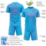 Custom Name and Number Soccer Jersey - Personalized Sky Blue Pink Lines Uniform Personalized Sky Blue Pink Lines Sublimation