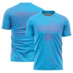 Custom Name and Number Soccer Jersey - Personalized Sky Blue Pink Lines Uniform Personalized Sky Blue Pink Lines Sublimation
