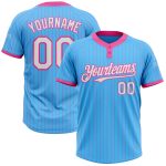 Custom Name and Number Unisex Softball Jersey - Sky Blue Pink Pinstripe Two-Button - Personalized Team Apparel Personalized