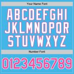 Personalized Gradient Twinkle Star Baseball Jersey with Custom Name & Number - Sky Blue Pink-White 3D Pattern Design Personalized