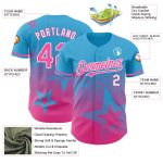 Personalized Gradient Twinkle Star Baseball Jersey with Custom Name & Number - Sky Blue Pink-White 3D Pattern Design Personalized