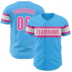 Personalized Authentic Baseball Jersey in Sky Blue and Pink-White Colors Personalized Sky Blue Pink-White Authentic Baseball