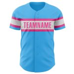 Personalized Authentic Baseball Jersey in Sky Blue and Pink-White Colors Personalized Sky Blue Pink-White Authentic Baseball