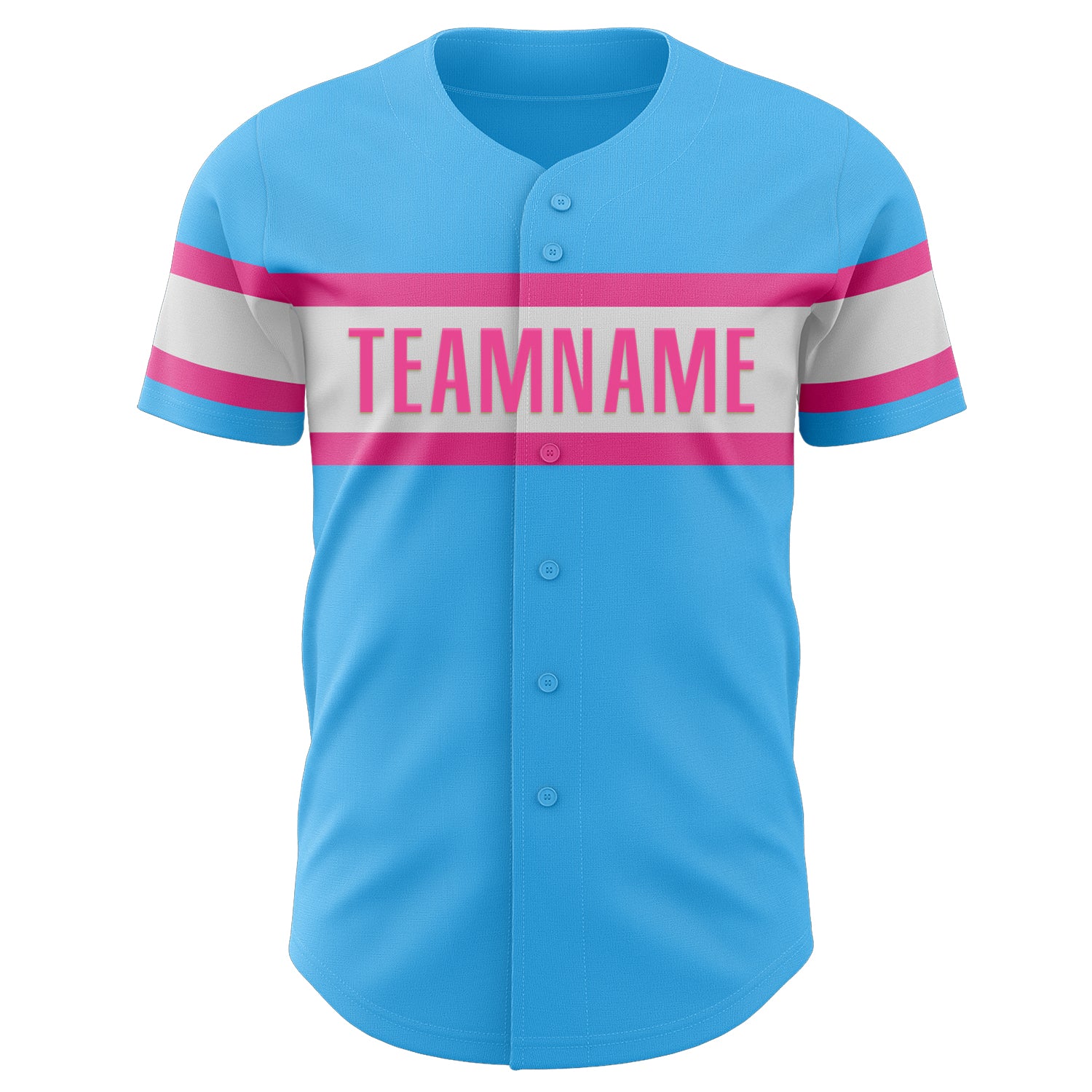Personalized Sky Blue Pink-White Authentic Baseball Jersey Personalized Authentic Baseball Jersey in Sky Blue and Pink-White Colors Personalized Sky Blue Pink-White Authentic Baseball - Image 2