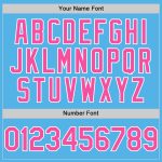Personalized Custom Name & Number Baseball Jersey, Sky Blue with Pink-White Lines - Authentic Team Apparel Personalized Sky