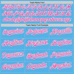 Personalized Custom Name & Number Baseball Jersey, Sky Blue with Pink-White Lines - Authentic Team Apparel Personalized Sky