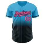 Custom Name Number Sky Blue Pink-Black Pinstripe Authentic Fade Fashion Baseball Jersey - Personalized Team Apparel Personalized