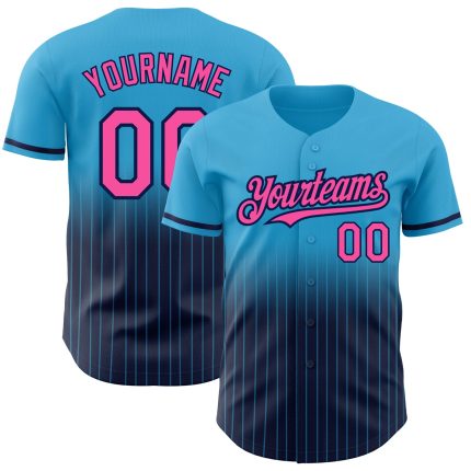 Personalized Sky Blue Pinstripe Baseball Jersey Custom Name & Number | Authentic Fade Fashion Team Jersey Personalized Sky