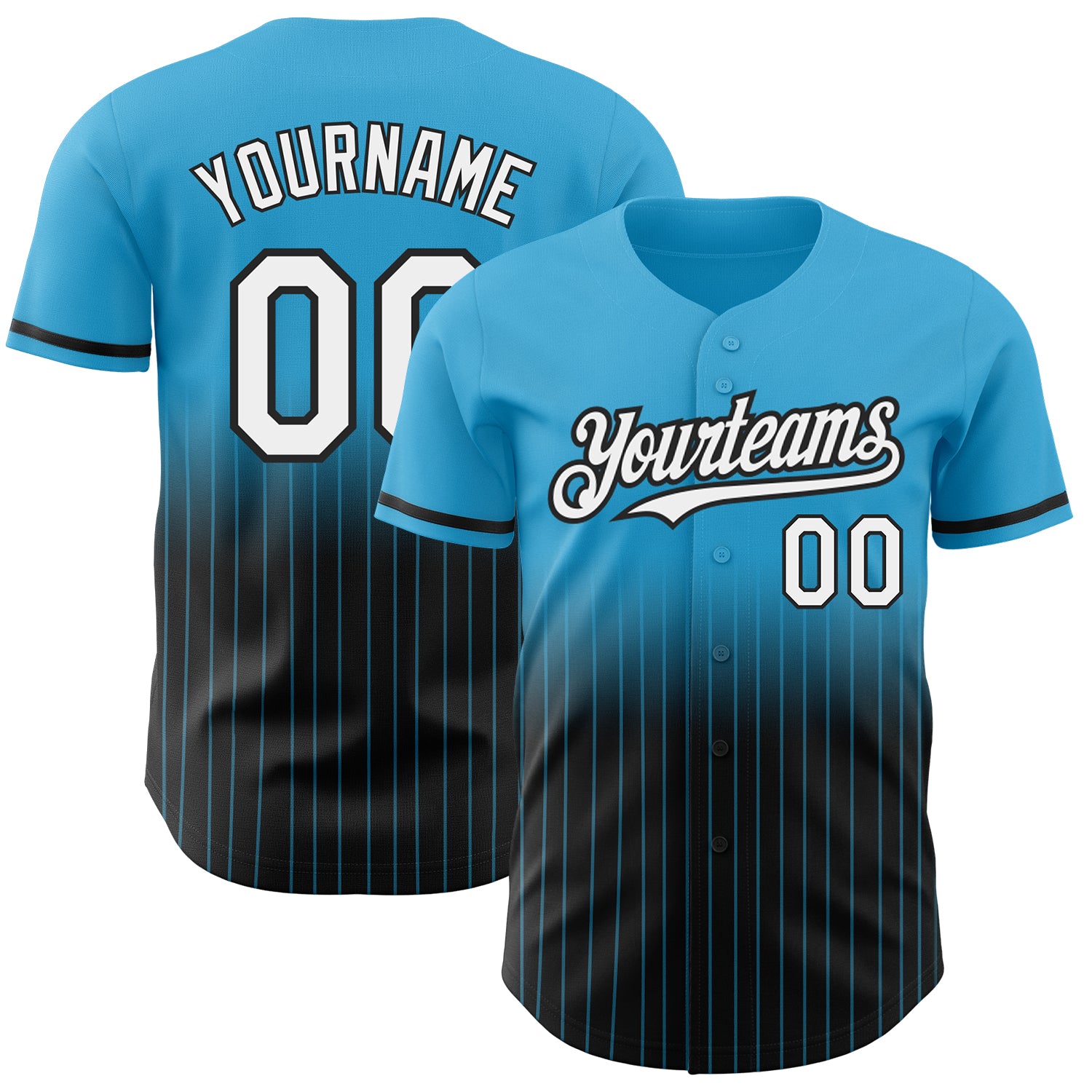 Custom Name Number Sky Blue Pinstripe Baseball Jersey Authentic Fade Fashion Team Apparel Personalized Sky Blue Pinstripe