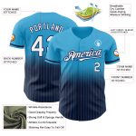 Custom Name Number Baseball Jersey - Personalized Sky Blue Pinstripe White Navy Authentic Fade Fashion Personalized Sky Blue
