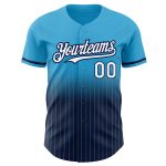 Custom Name Number Baseball Jersey - Personalized Sky Blue Pinstripe White Navy Authentic Fade Fashion Personalized Sky Blue