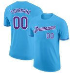 Custom Team Performance T-Shirt - Personalized Sky Blue Purple-White with Name and Number Personalized Sky Blue Purple-White
