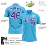 Custom Team Performance Vapor Golf Polo Shirt with Personalized Name & Number - Sky Blue Purple White Personalized Sky Blue