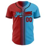 Custom Gradient Baseball Jersey with Personalized Name and Number - Sky Blue Red-Black Authentic Fashion Design Personalized