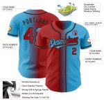 Custom Gradient Baseball Jersey with Personalized Name and Number - Sky Blue Red-Black Authentic Fashion Design Personalized