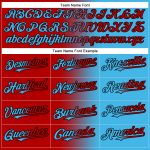 Custom Name Number Unisex Softball Jersey - Personalized Sky Blue Red-Black Gradient Two-Button Fashion Design Personalized