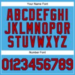 Custom Team Performance T-Shirt with Personalized Name and Number - Sky Blue Red-Navy Personalized Sky Blue Red-Navy Performance