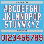Custom Name and Number Twinkle Star Baseball Jersey - Personalized Sky Blue Red-White 3D Pattern Gradient Design Personalized