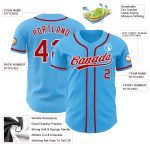 Customizable Sky Blue Red-White Baseball Jersey with Personalized Name and Number - Authentic Team Apparel Personalized Sky