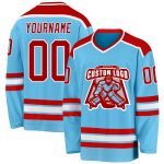 Custom Hockey Jersey with Personalized Name & Number - Sky Blue Red-White Team Gear Personalized Sky Blue Red-White Hockey