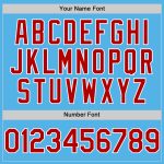 Sky Blue Custom Baseball Jersey with Red-White Line - Personalized Team Name & Number Authentic Jersey Personalized Sky Blue