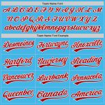 Custom Team Name Number Performance Golf Polo Shirt Sky Blue Red-White Personalized Sky Blue Red-White Performance Vapor