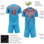 Custom Name Number Soccer Jersey - Personalized Sky Blue Red-White Sublimation Uniform for Teams Personalized Sky Blue Red-White