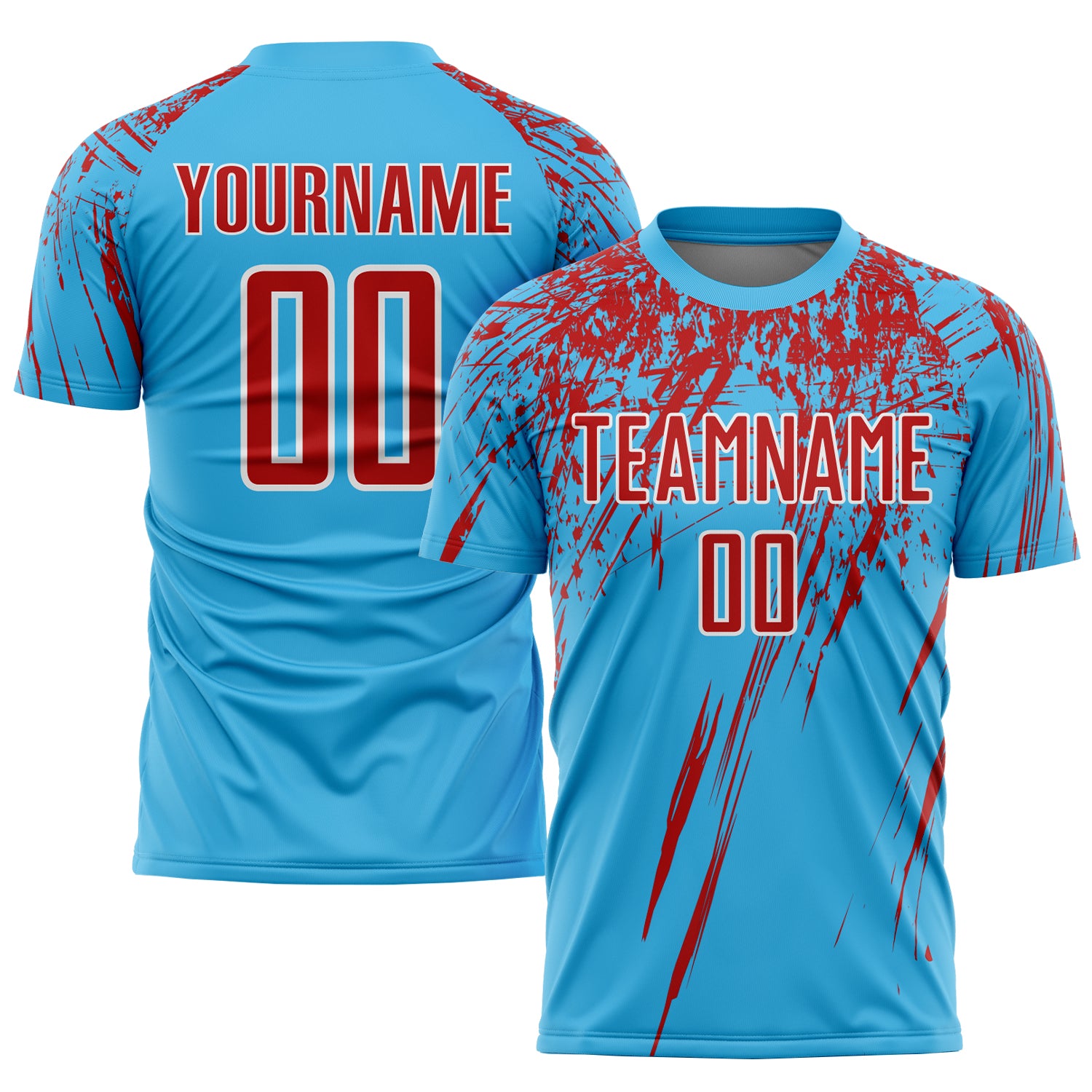 Custom Name Number Soccer Jersey - Personalized Sky Blue Red-White Sublimation Uniform for Teams Personalized Sky Blue Red-White