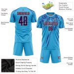 Custom Personalized Soccer Uniform Jersey Sky Blue Royal-Orange with Name and Number Personalized Sky Blue Royal-Orange Sublimation