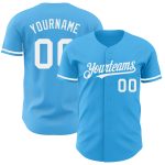 Custom Name and Number Sky Blue White Baseball Jersey - Authentic Personalized Team Jersey Personalized Sky Blue White Authentic