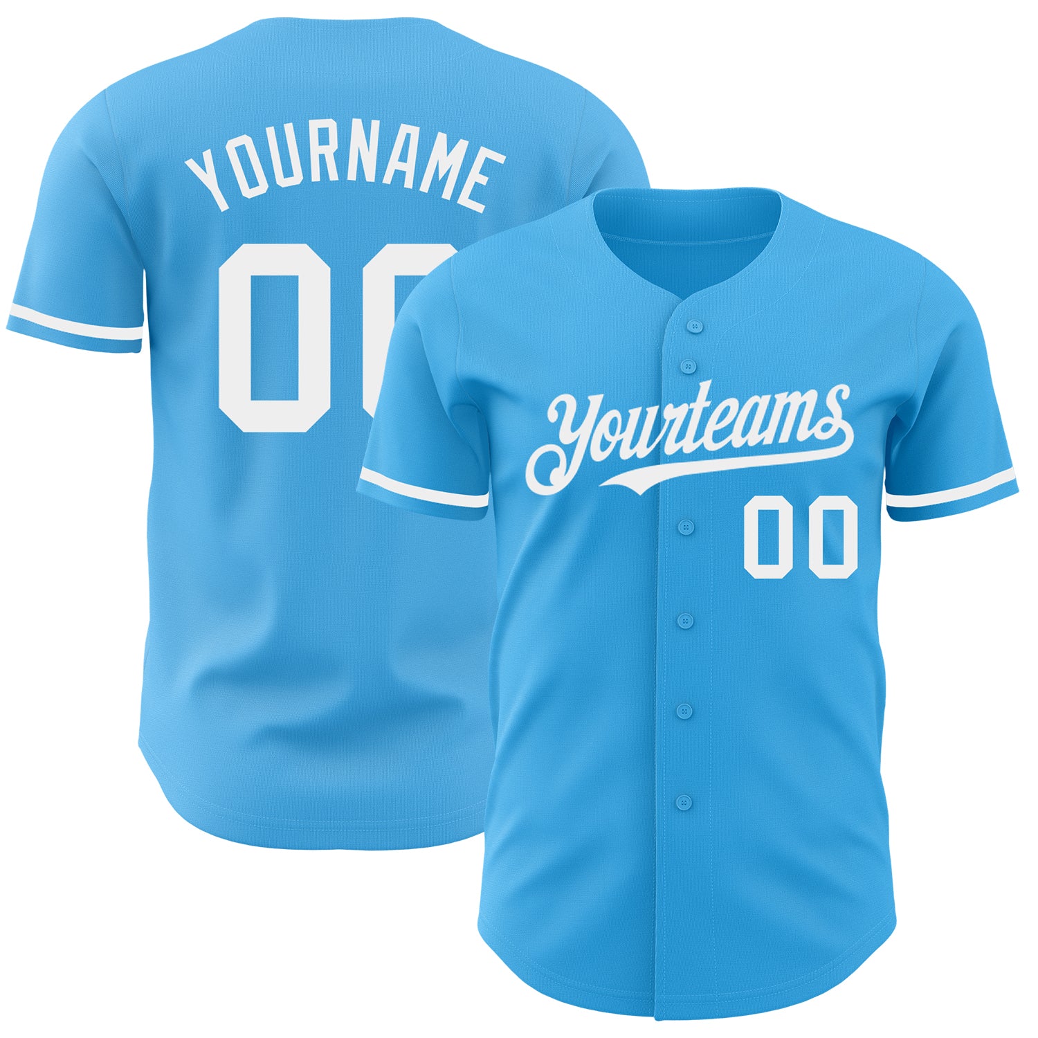 Custom Name and Number Sky Blue White Baseball Jersey - Authentic Personalized Team Jersey Personalized Sky Blue White Authentic