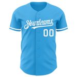 Custom Name and Number Sky Blue White Baseball Jersey - Authentic Personalized Team Jersey Personalized Sky Blue White Authentic