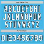 Custom Baseball Jersey with Personalized Name and Number, Sky Blue White-Black, 3 Colors, Authentic Arm Shapes Personalized