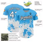 Custom Name and Number Baseball Jersey - Personalized Sky Blue Black 3D Pattern Abstract Splash Grunge Art Personalized Sky