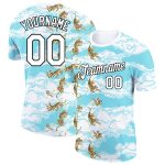 Custom Tiger Performance T-Shirt - Personalized Sky Blue 3D Pattern with Team Name & Number Personalized Sky Blue White-Black