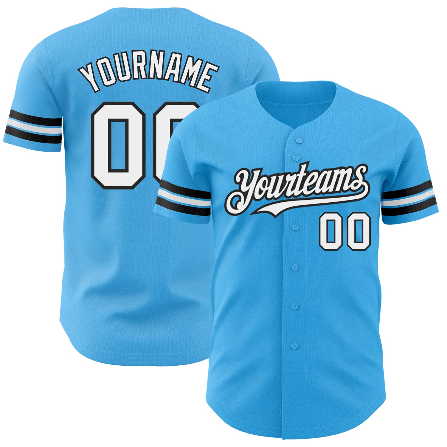 Personalized Custom Name Number Authentic Baseball Jersey Sky Blue White Black Personalized Sky Blue White-Black Authentic